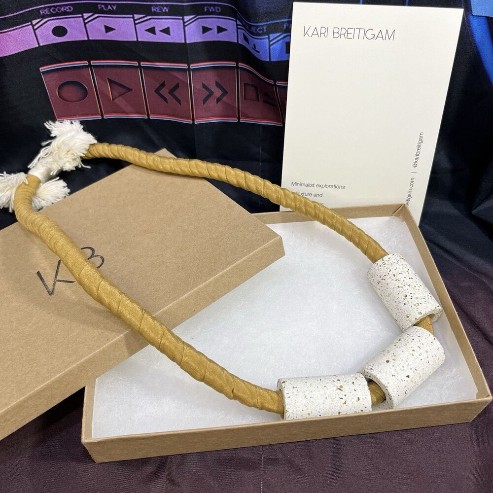 HANDMADE ARTIST KARI BREITIGAM Concrete Cement Cord Modern Minimalist Necklace